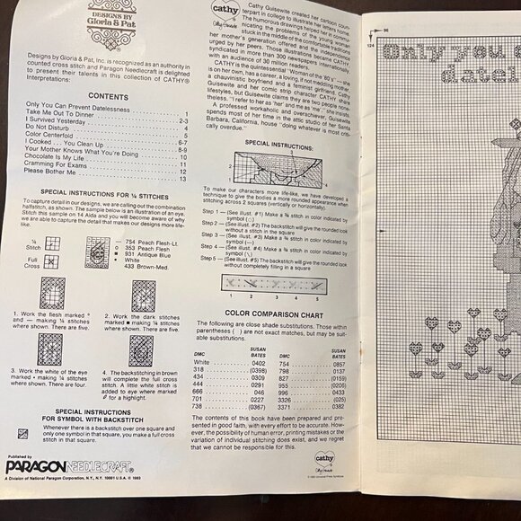 Vintage Cathy Designs For Counted Cross Stitch Pattern Book. Paragon Needlework - Picture 2 of 4